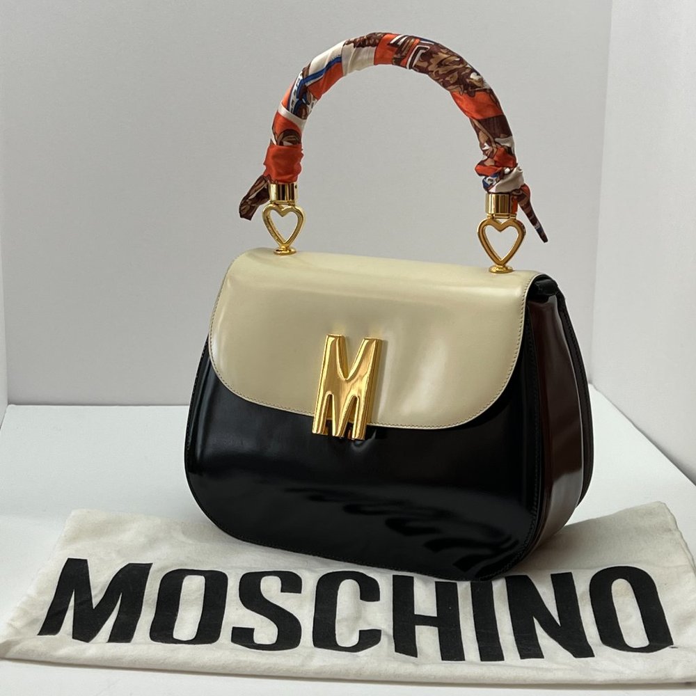 ❤️MOSCHINO❤️ Redwall Tricolor Polished Leather Bag Italy - Picture 8 of 16